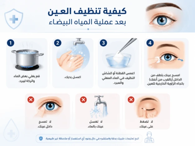 كيفية تنظيف العين بعد عملية المياه البيضاء