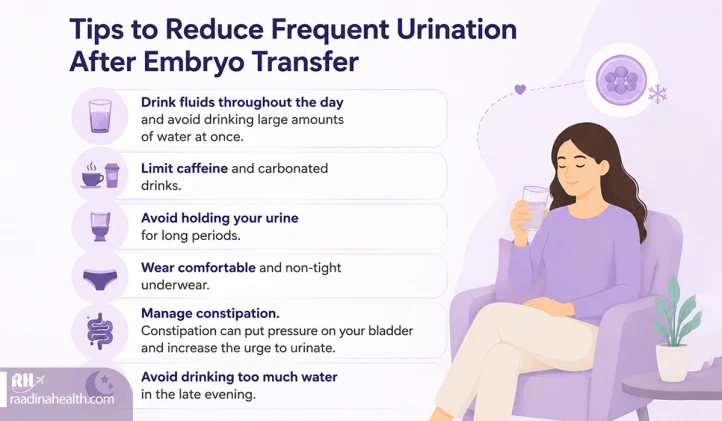 Strategies to reduce urinary frequency after embryo transfer