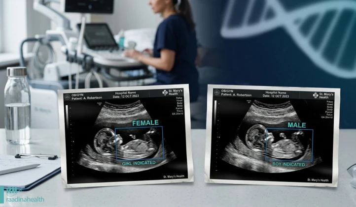 How is fetal gender determined with ultrasound?