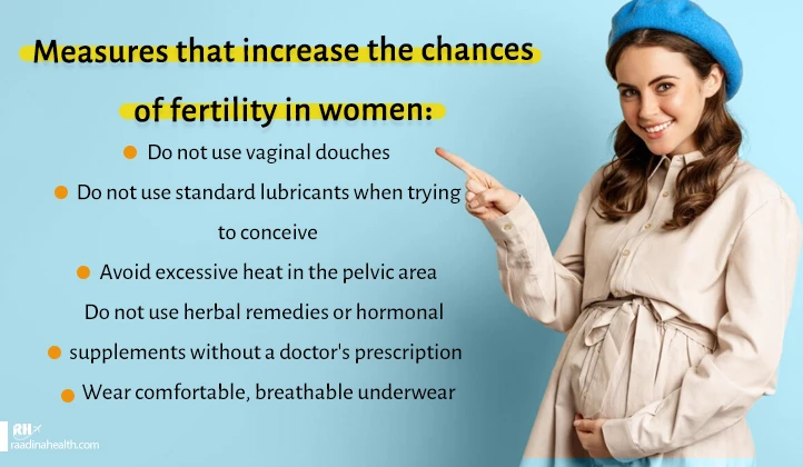 Measures that increase fertility chances in women
